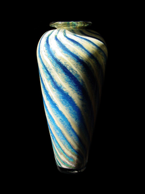 Blue and white marble spiral vase (11 x 5 inches)