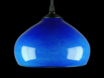 Blue bowl pendant lamp - off (6 x 9 inches)