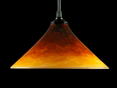 Gold cone pendant lamp - off (5 x 9 inches)