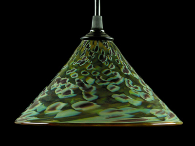 Mottled cone pendant lamp - off (9 x 5 inches)