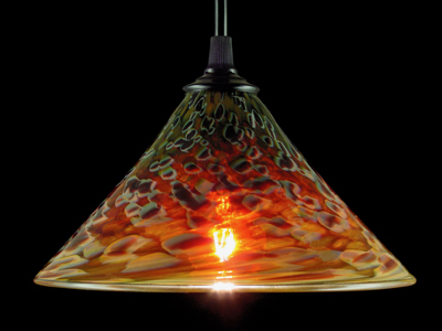Mottled cone pendant lamp - on