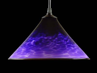 Purple cone pendant lamp - off (5 x 9 inches)