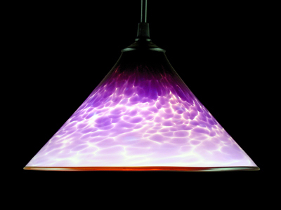 Purple cone pendant lamp - on