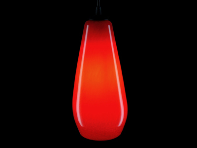 Red teardrop pendant lamp - on