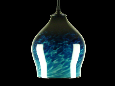 Sea green ovate pendant lamp - off (7 x 6 inches)