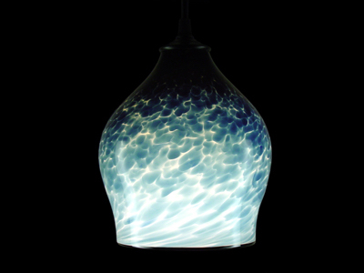 Sea green ovate pendant lamp - on