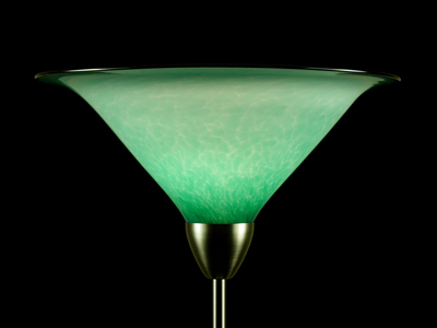 Turquoise flared torchiere - on