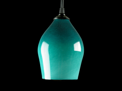 Turquoise ovate pendant lamp - off (6 x 4 inches)