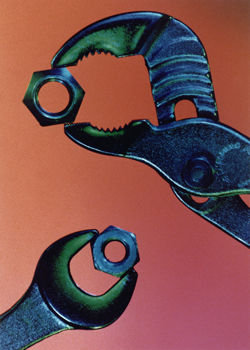 35mm Fujifilm Velvia (a slide film) cross-processed into color negatives and then color hand printed.