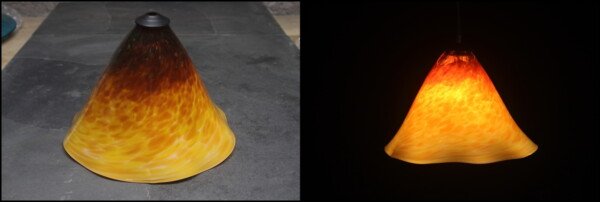Golden fluted cone pendant #36